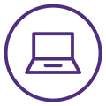 purple icon depicting a laptop