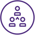 Purple icon depicting a business organization